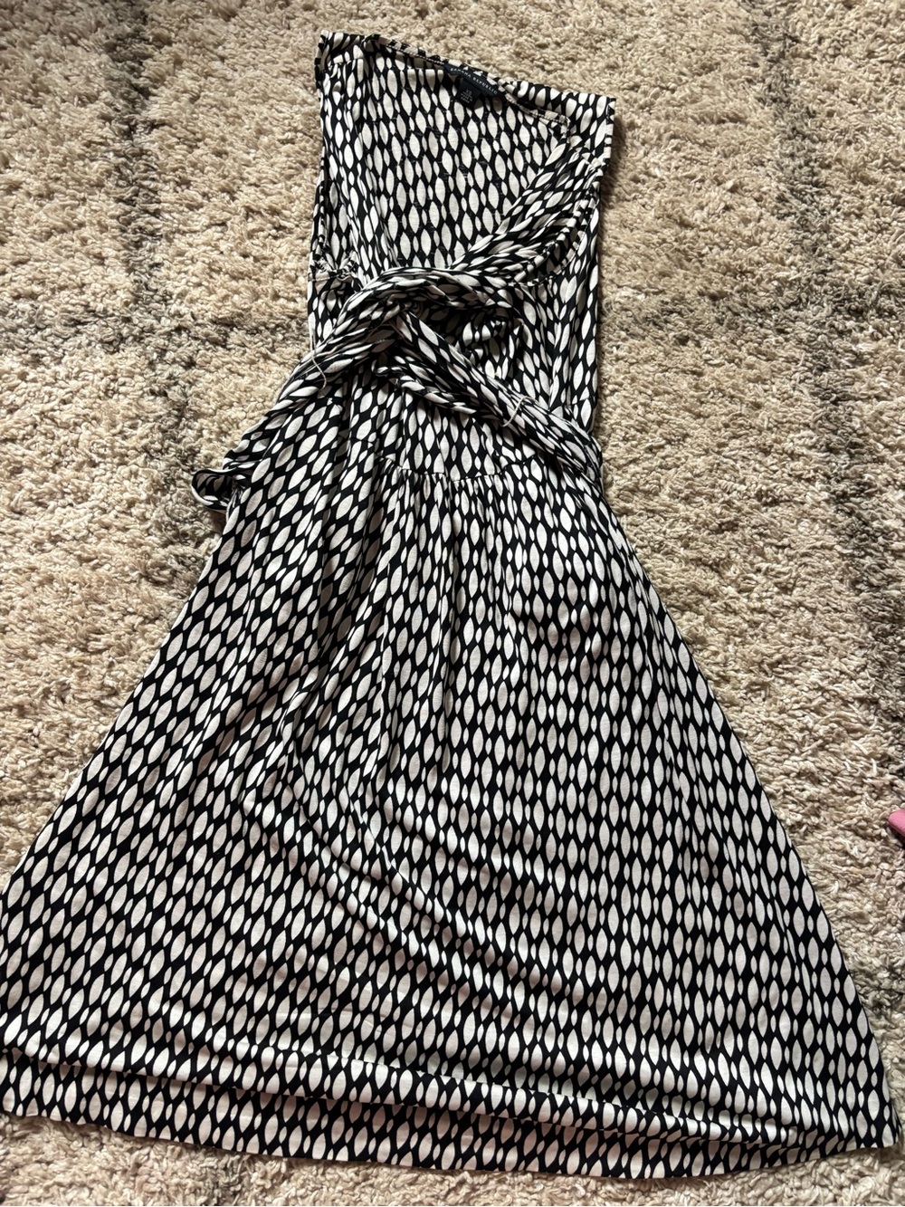 Banana Republic Silk Linen Blend Twist Front Dress Geometric Print XS